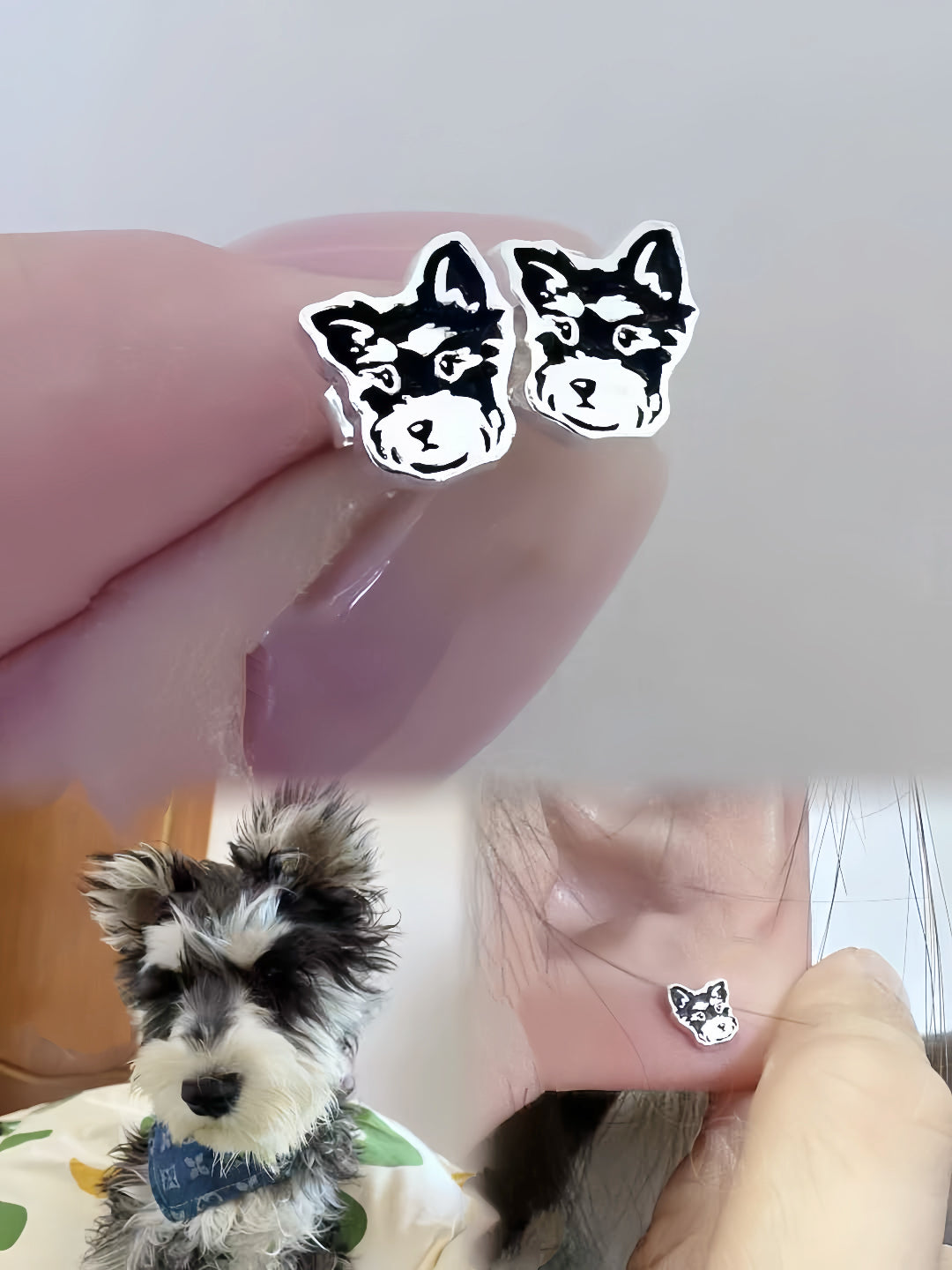 Custom Pet Portrait Earrings - Crafted in 999 Silver