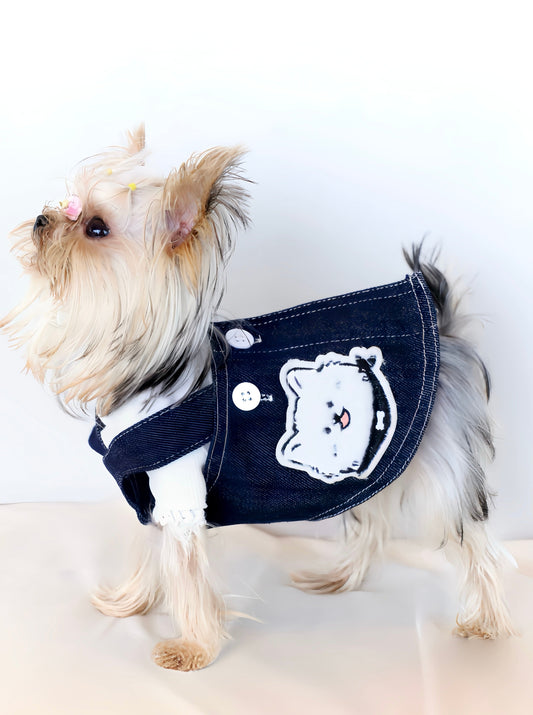 Denim Suspender Skirt for Dog Clothes